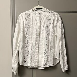 Madewell White Eyelet Long Sleeve Blouse
